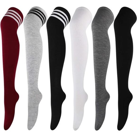 Thigh High Socks for Women Striped Over Knee Thigh Socks Long Boot Thigh High - Picture 1 of 7